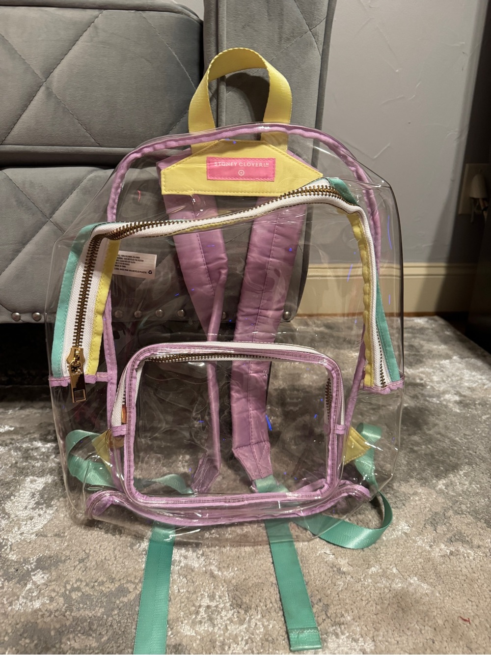 Stoney Clover Clear Pastel Trim Backpack with Mint Straps